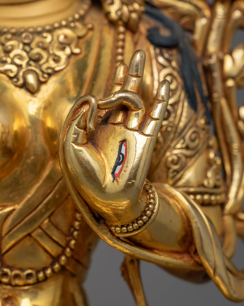 Artistic White Tara Gold-Gilded Statue | Elegant and Artful Design