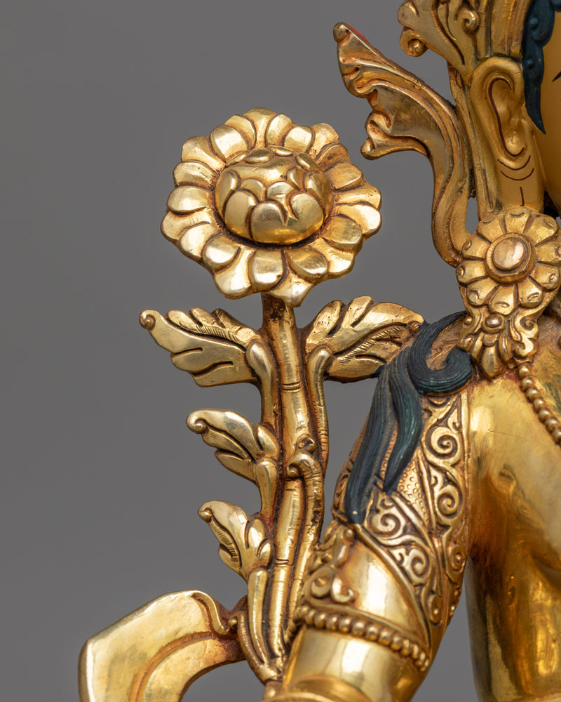 Artistic White Tara Gold-Gilded Statue | Elegant and Artful Design