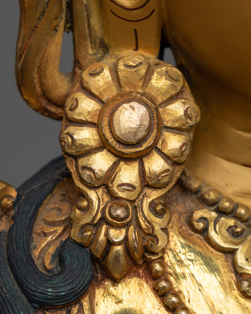 Artistic White Tara Gold-Gilded Statue | Elegant and Artful Design