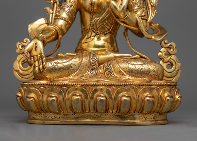 Artistic White Tara Gold-Gilded Statue | Elegant and Artful Design