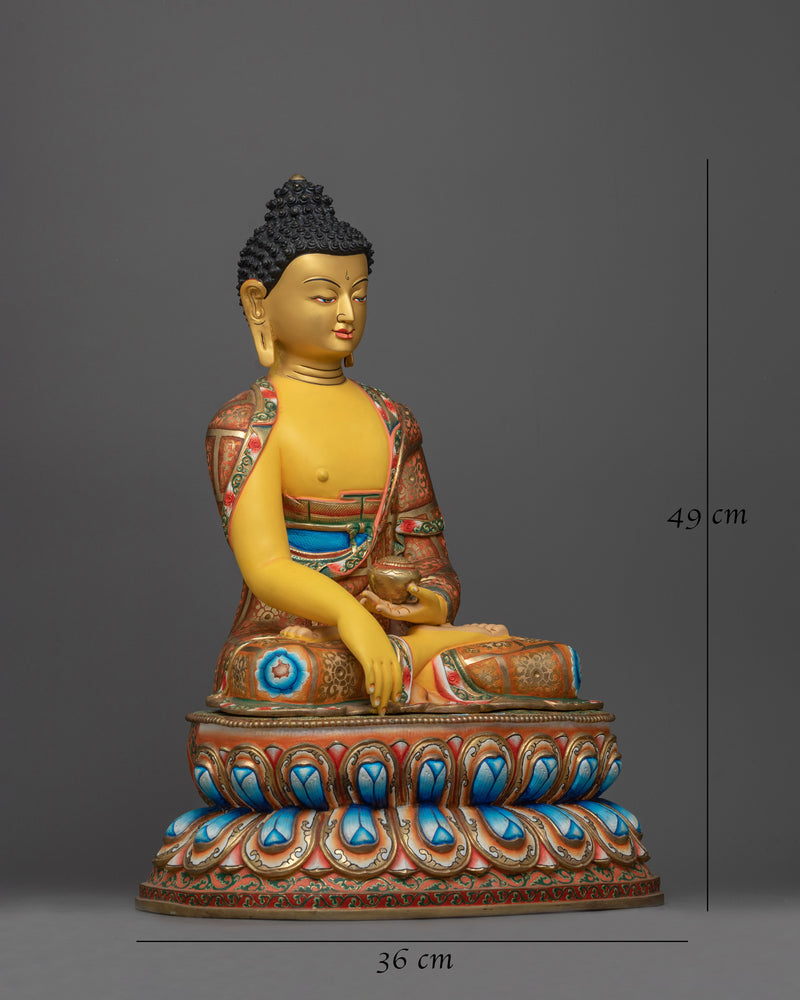 Shakyamuni Buddha Yellow-Hued Statue | Handcrafted Spiritual Emblem