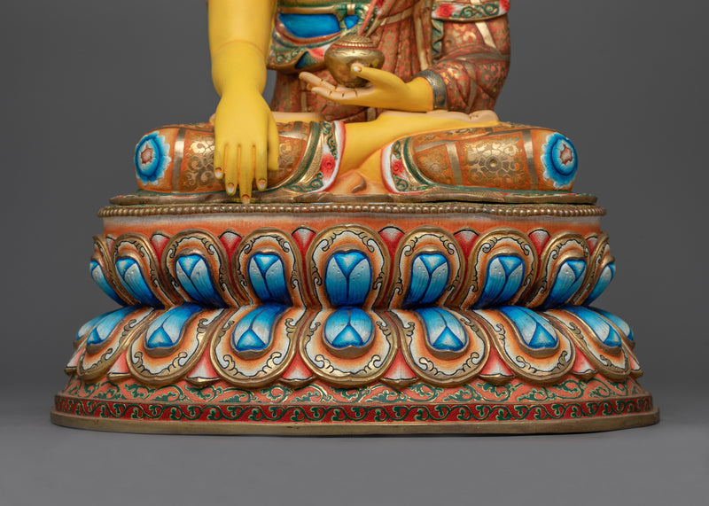 Shakyamuni Buddha Yellow-Hued Statue | Handcrafted Spiritual Emblem