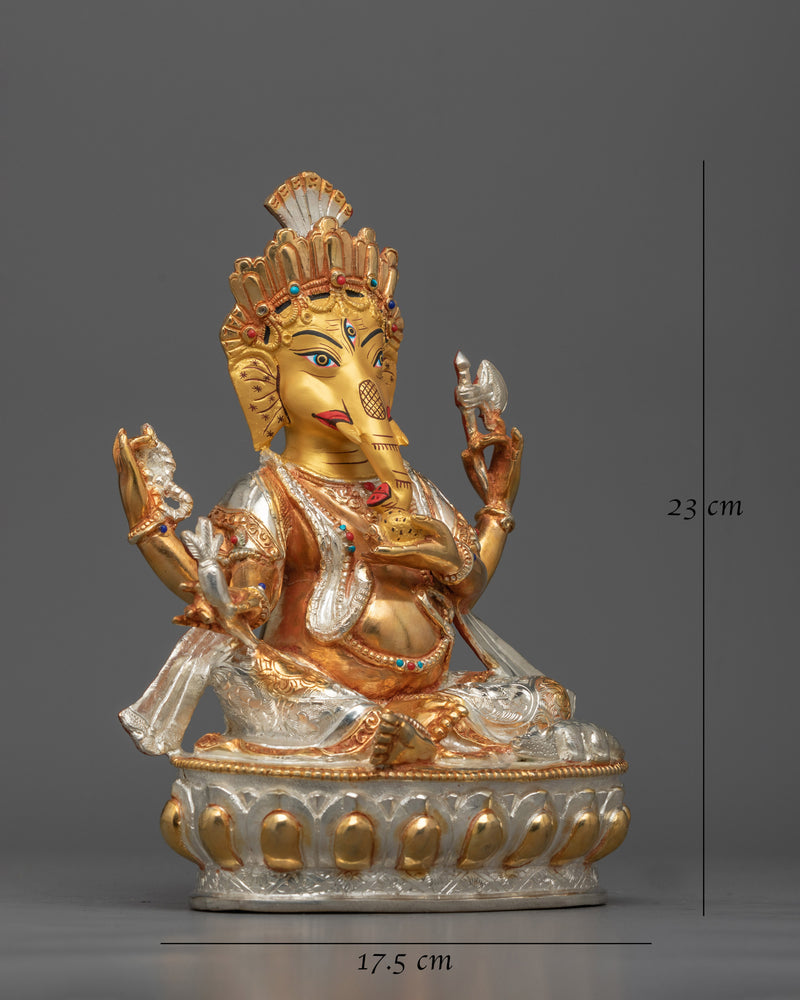 Ganesh Silver-Plated Statue | Artisan-Crafted Symbol of Prosperity