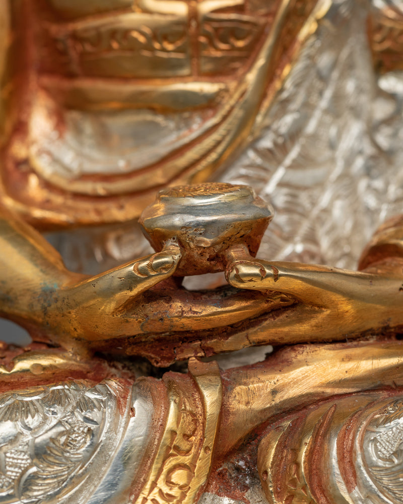 Amitabha Buddha Silver-Gold Plated Statue | Handcrafted Symbol of Enlightenment