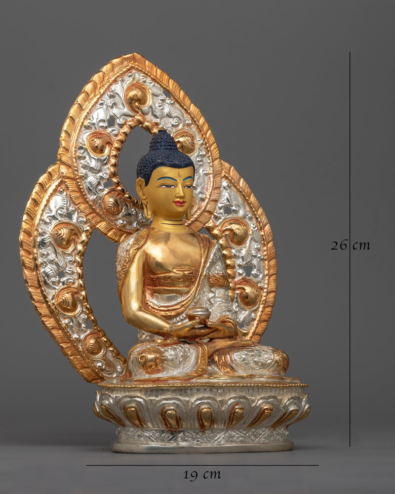 Amitabha Buddha Silver-Gold Plated Statue | Handcrafted Symbol of Enlightenment