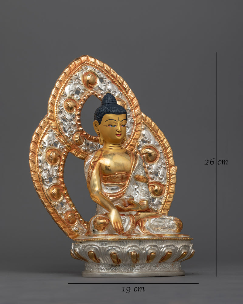 Shakyamuni Buddha Gold Silver Plated Statue | Handcrafted Emblem of Enlightenment