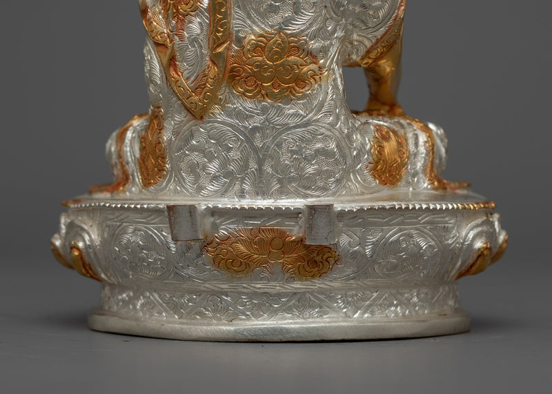 Shakyamuni Buddha Gold Silver Plated Statue | Handcrafted Emblem of Enlightenment