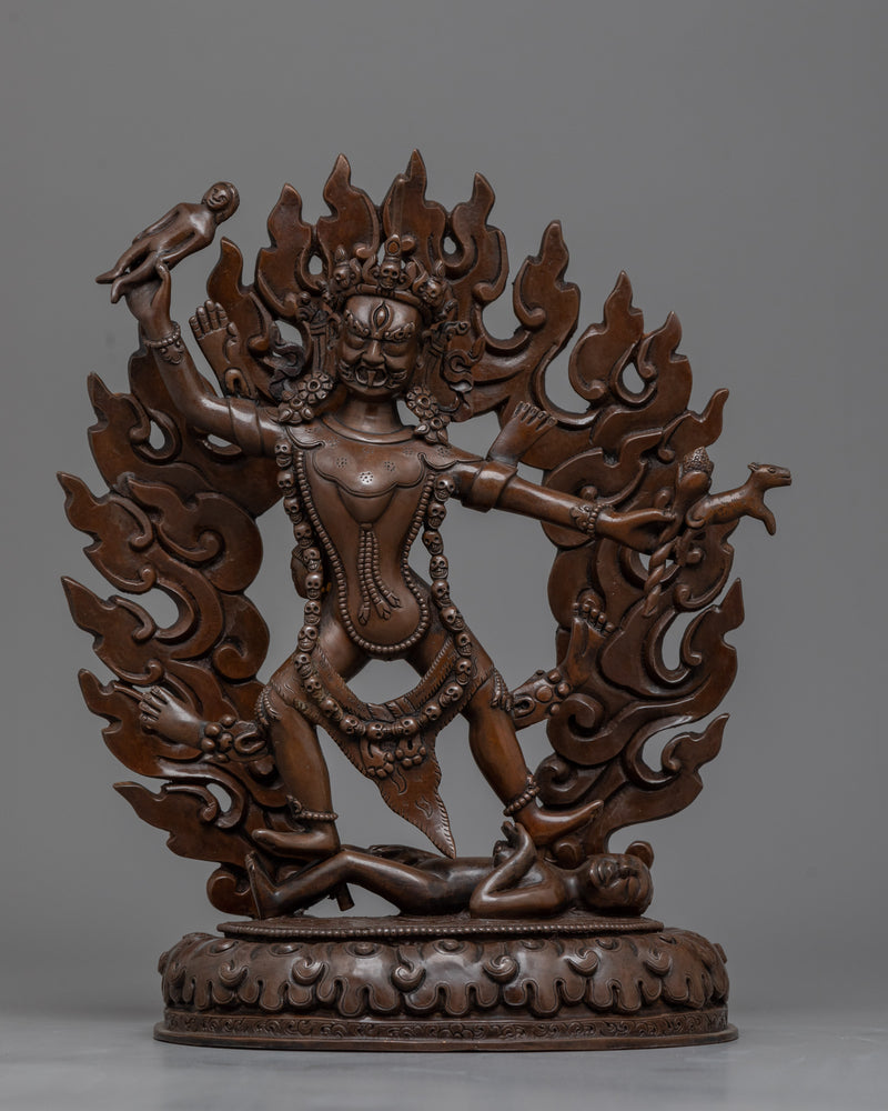 Three Dharmapalas Oxidized Statue Set | Handcrafted Symbols of Protection