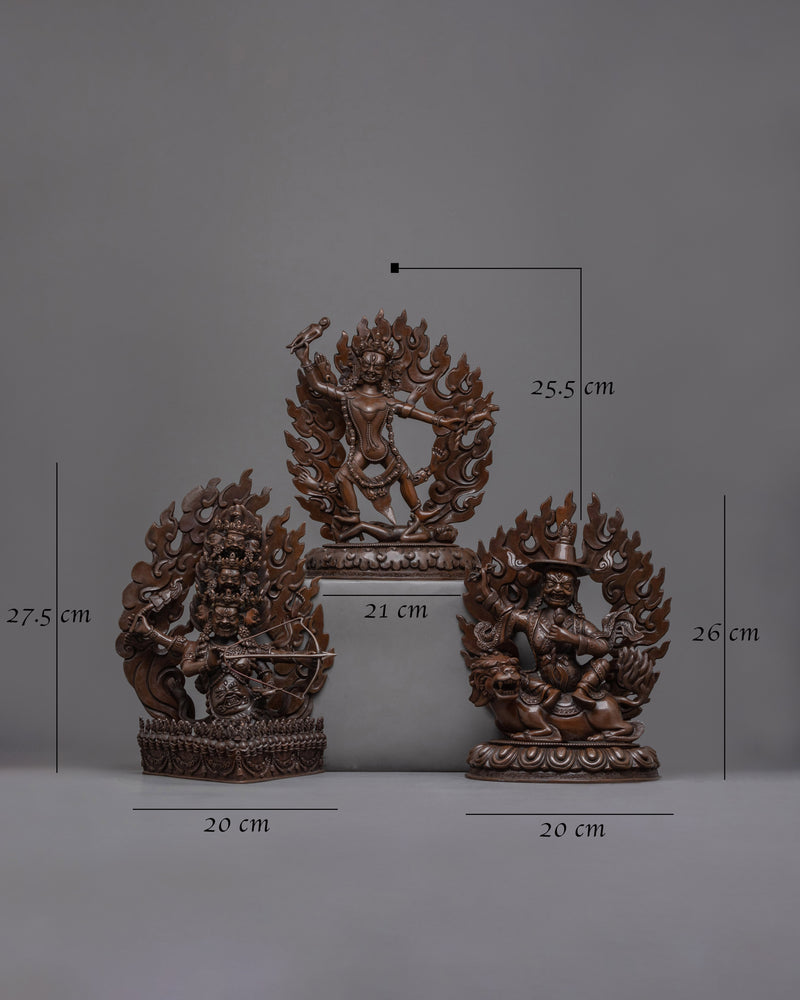 Three Dharmapalas Set | Handcrafted Guardians of Dharma