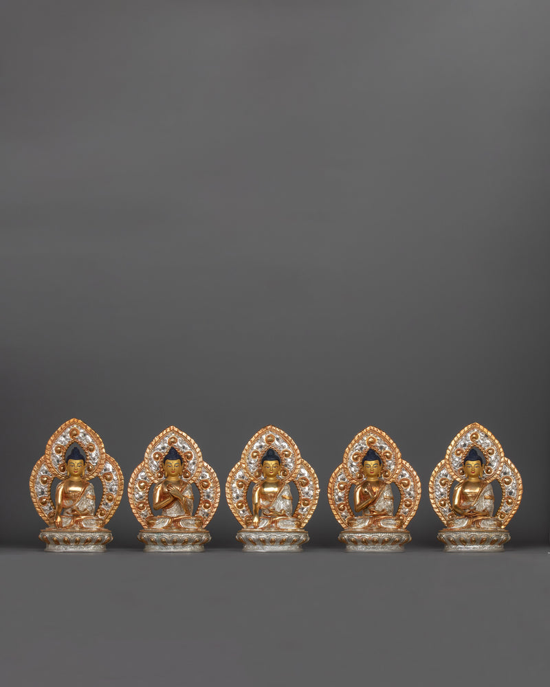 silver-plated-five-buddha-set