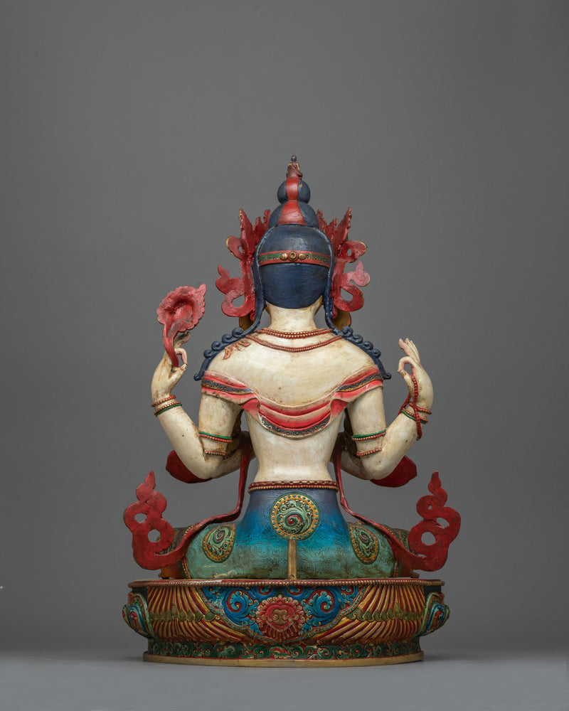 Chenrezig White-Hued Statue | Masterfully Crafted Symbol of Compassion