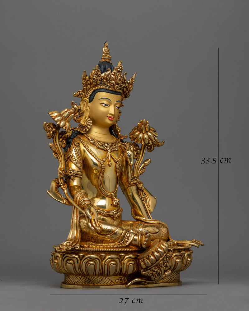 Gold Gilded Chenrezig Statue | Handcrafted Symbol of Compassion