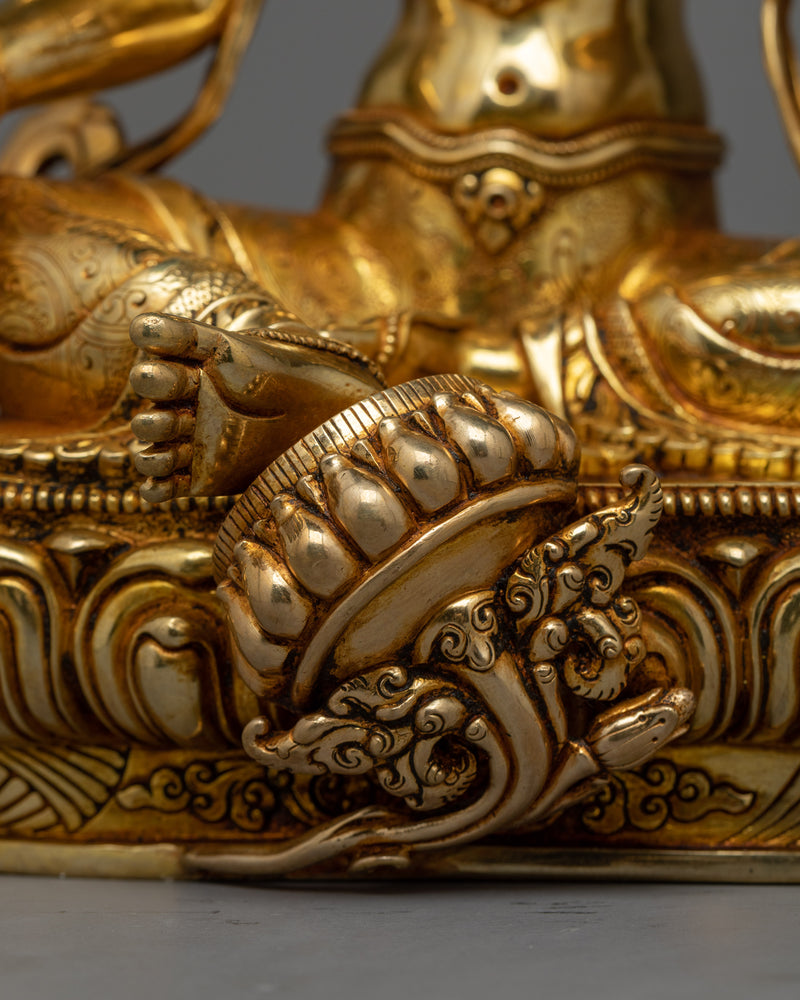 Green Tara Gold Gilded Statue | Handcrafted Emblem of Compassion