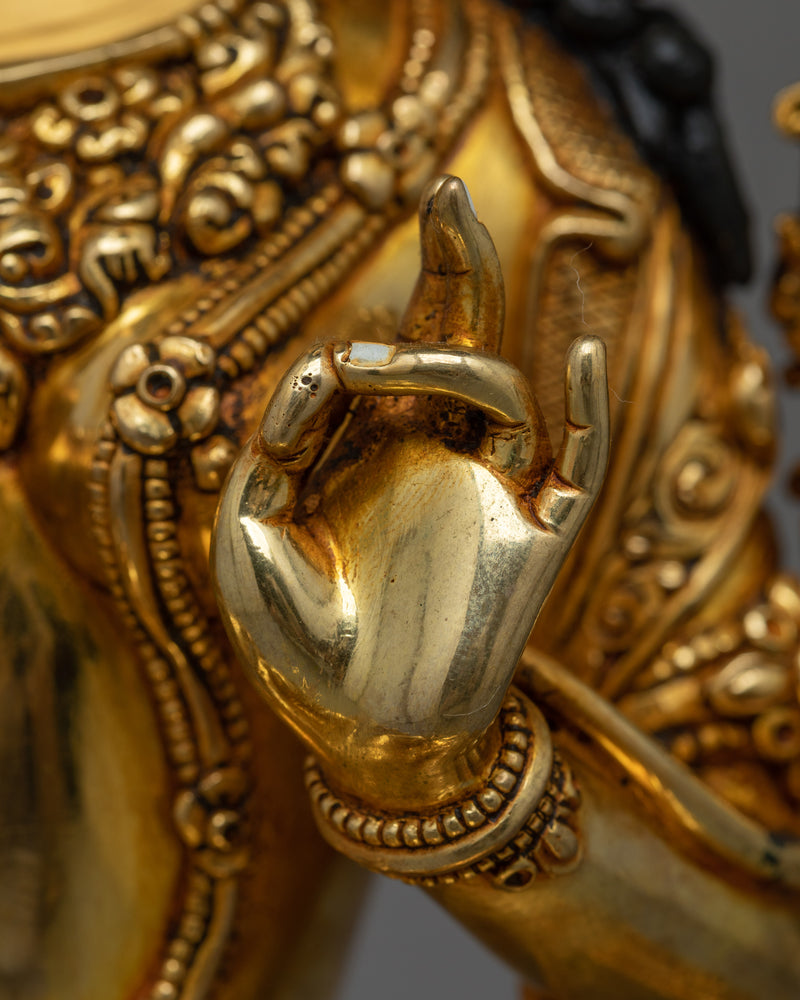 Green Tara Gold Gilded Statue | Handcrafted Emblem of Compassion