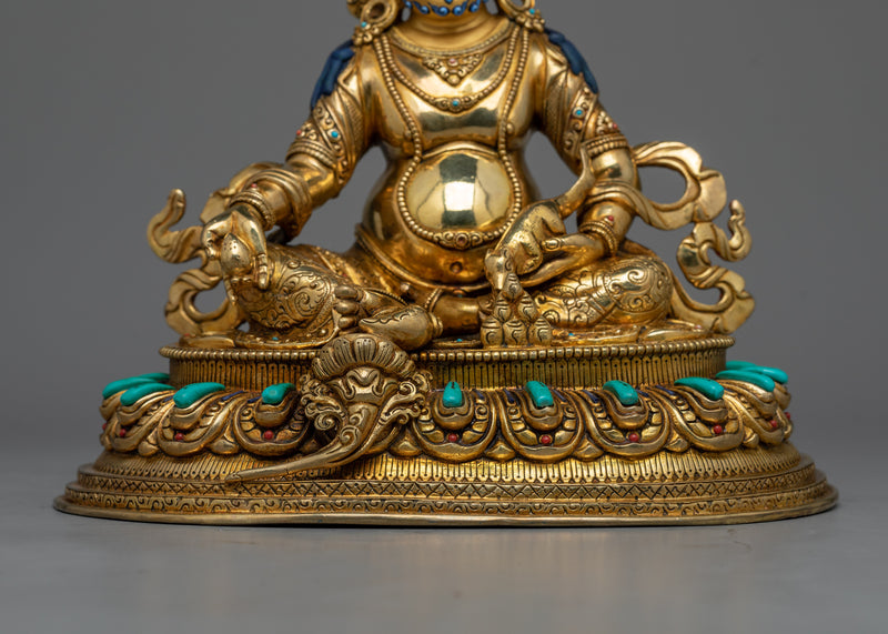 Gold-Gilded Dzambhala Figure | Handcrafted Symbol of Prosperity