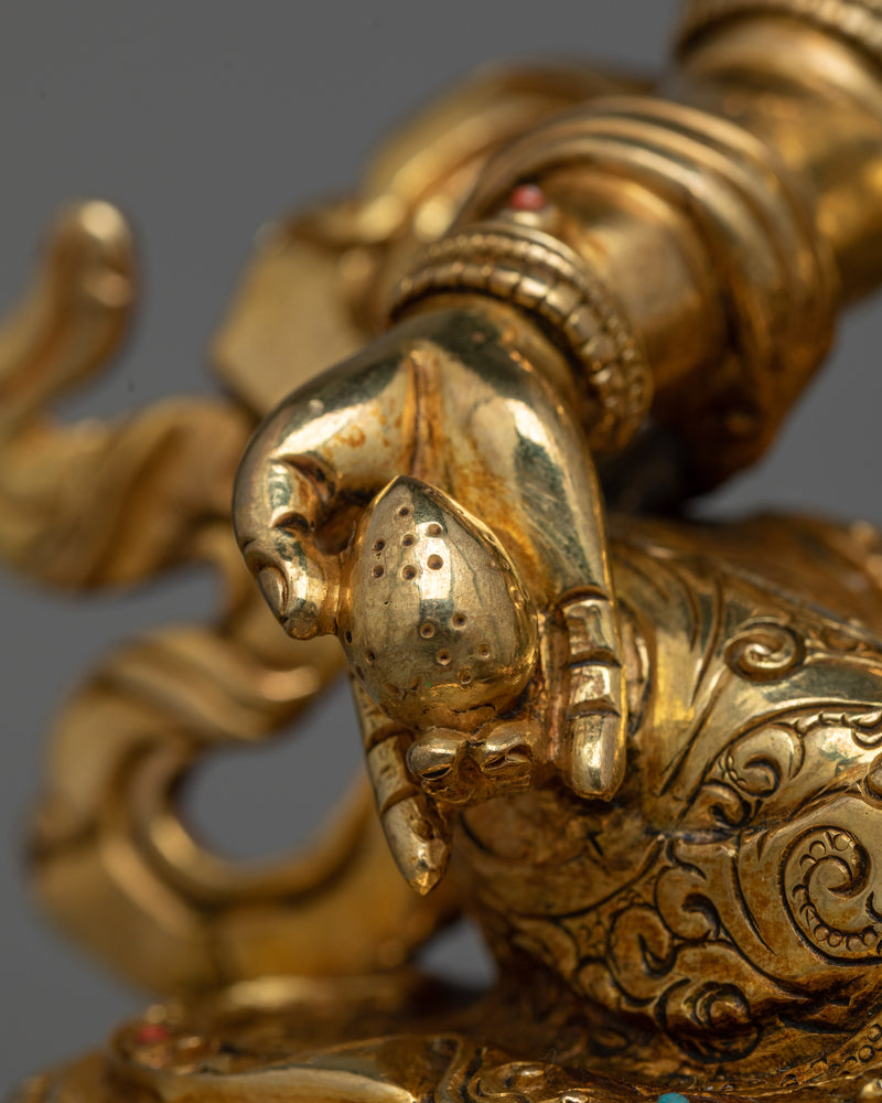 Gold-Gilded Dzambhala Figure | Handcrafted Symbol of Prosperity