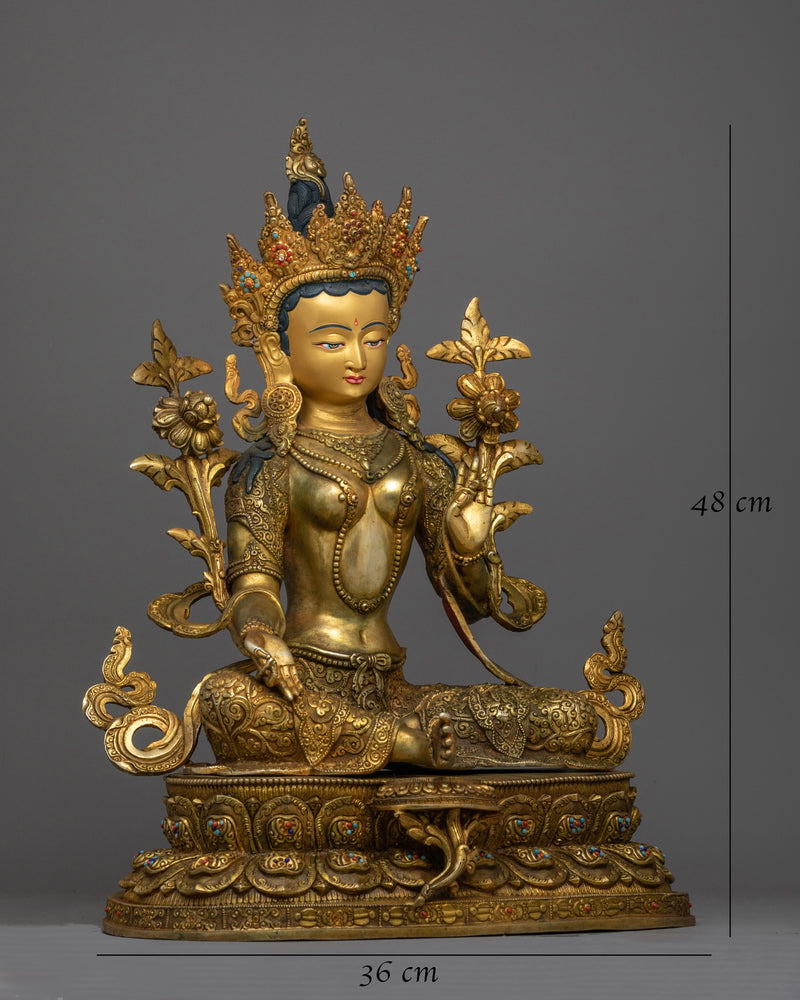 Antique Green Tara Figure | Handcrafted Symbol of Compassion