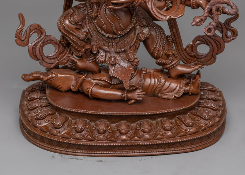 Handcrafted Six Armed Mahakala Statue | Powerful Tibetan Protector Deity