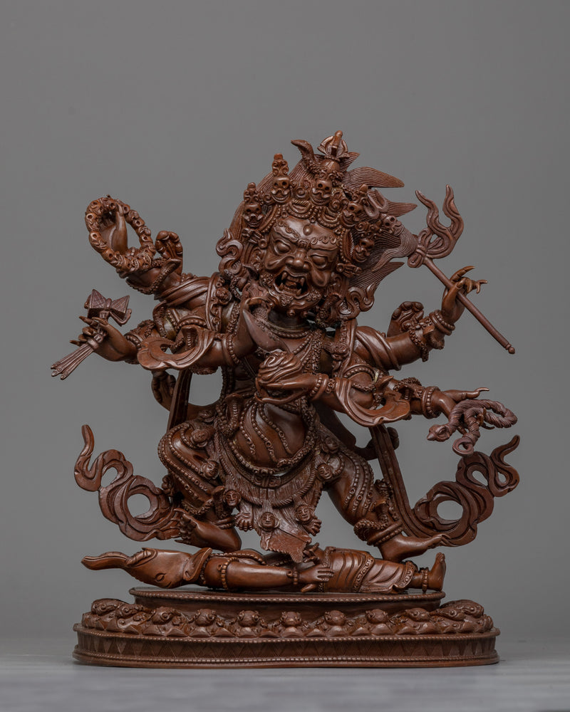 Handcrafted Six Armed Mahakala Statue | Powerful Tibetan Protector Deity