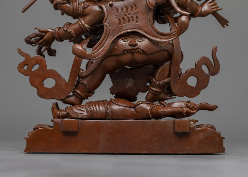 Handcrafted Six Armed Mahakala Statue | Powerful Tibetan Protector Deity