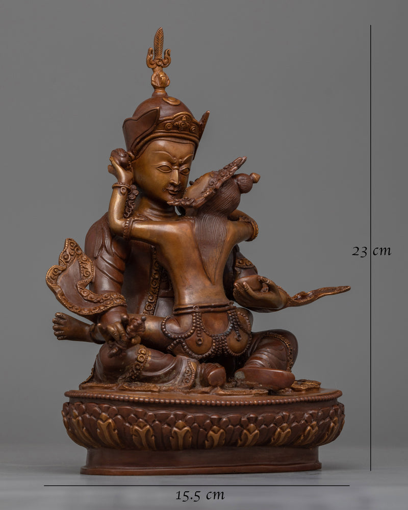 Guru Rinpoche and His Consort Oxidized Statue | Symbol of Spiritual Union