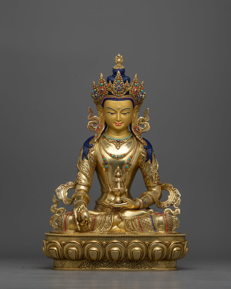 Gold-Gilded Kshitigarbha Statue | Handcrafted Symbol of Vow and Salvation