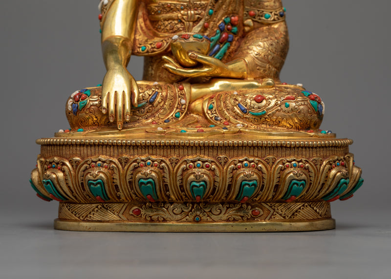 Authentic Tibetan Statue of Shakyamuni Buddha | Original Handmade Buddhist Sculpture