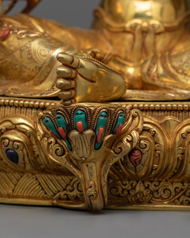 24K Gold Gilded Tibetan Art of Green Tara |  Traditionally Handmade Copper Sculpture