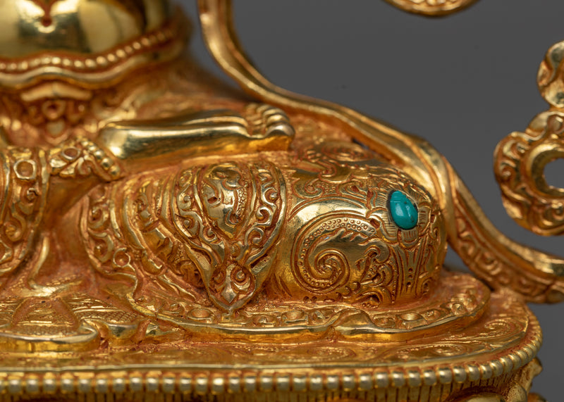 Manjushri 9 Inches Statue | 24K Gold-Gilded Symbol of Wisdom