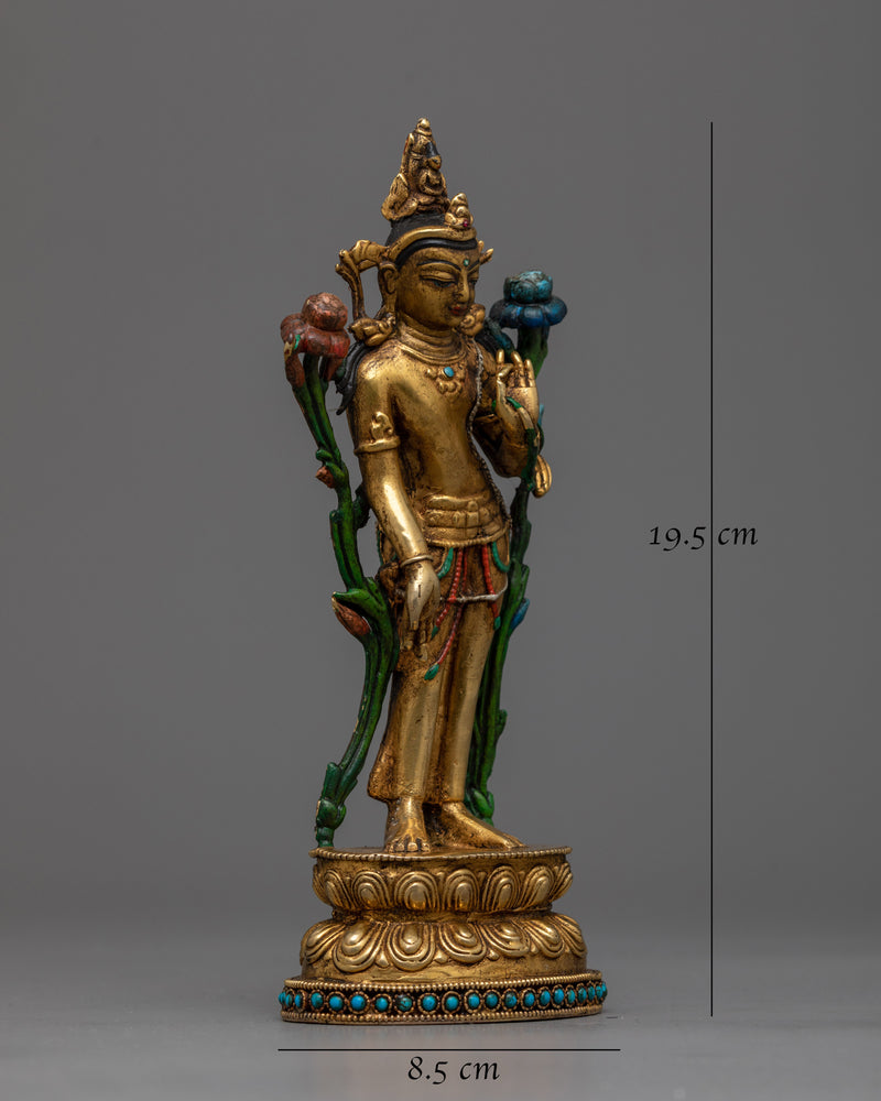 Beautiful Standing Green Tara Statue | 24K Gold-Gilded Symbol of Active Compassion