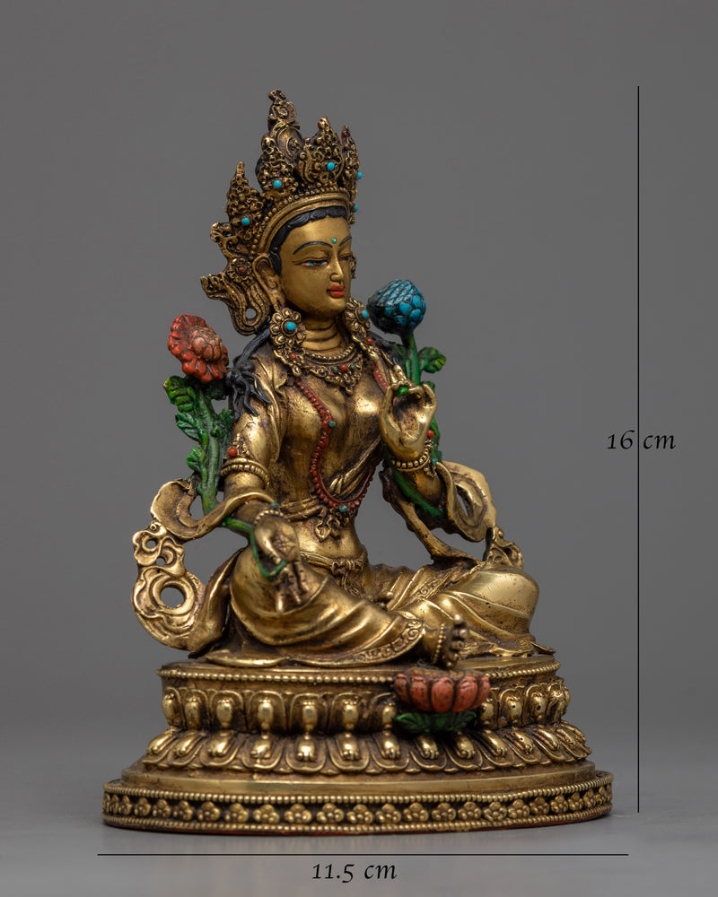 Green Tara Antique-Finished Statue | Emblem of Serene Protection