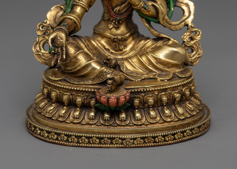 Green Tara Antique-Finished Statue | Emblem of Serene Protection