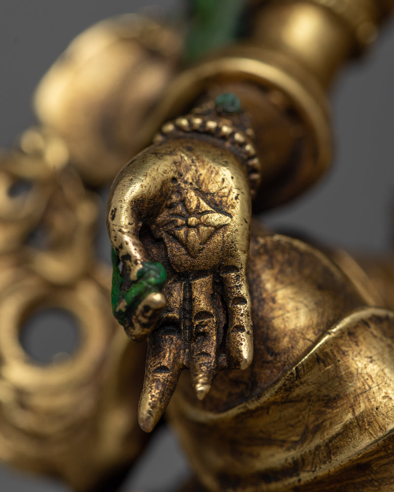 Green Tara Antique-Finished Statue | Emblem of Serene Protection