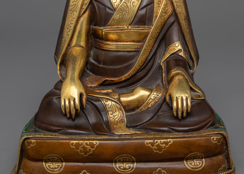 Gampopa with 2nd and 4th Karmapas Statue | A Triumvirate of Tibetan Wisdom and Leadership