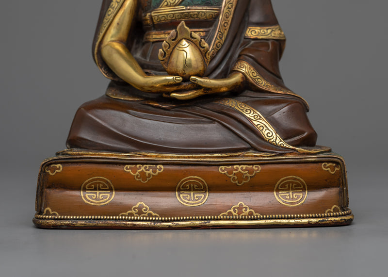 Gampopa with 2nd and 4th Karmapas Statue | A Triumvirate of Tibetan Wisdom and Leadership