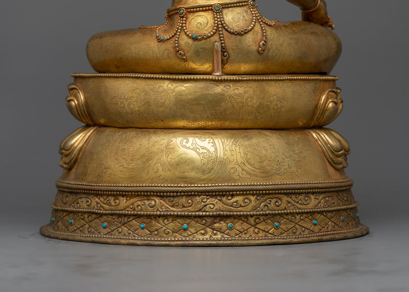 Beautifully Seated Green Tara Statue | 24K Gold-Gilded Symbol of Compassion