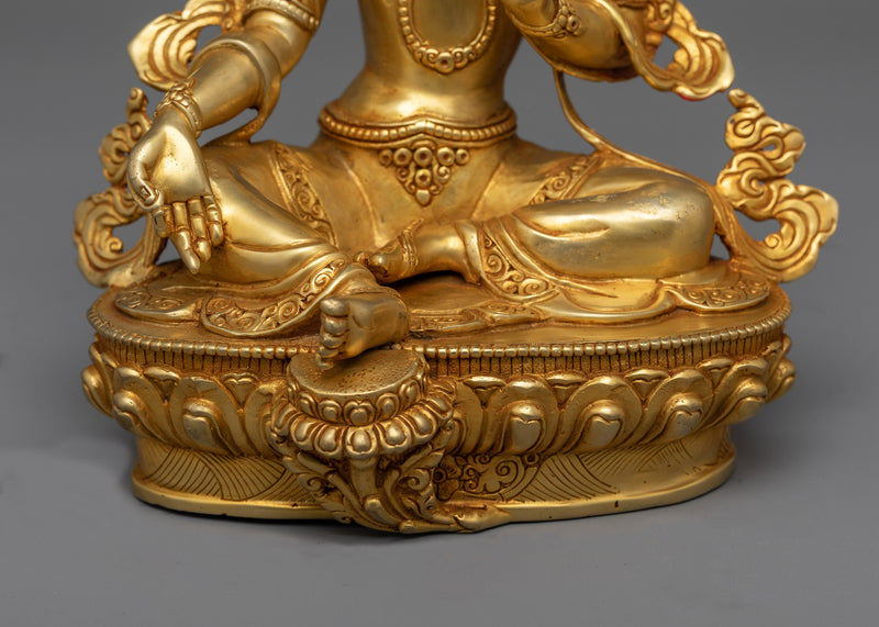 Green Tara Elegance Statue | 24K Gold-Gilded Symbol of Compassion