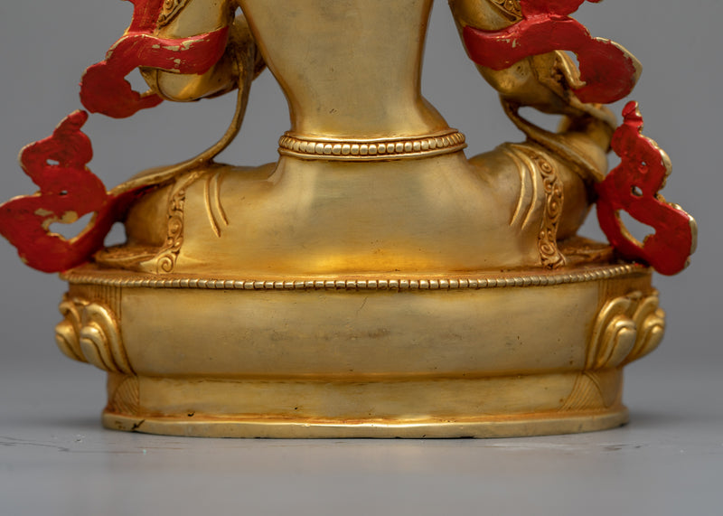 Green Tara Elegance Statue | 24K Gold-Gilded Symbol of Compassion