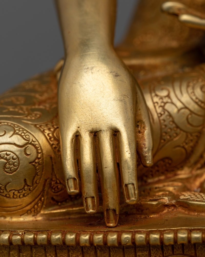 Shakyamuni Buddha Enlighten Guru Statue | 24K Gold-Gilded Beacon of Wisdom