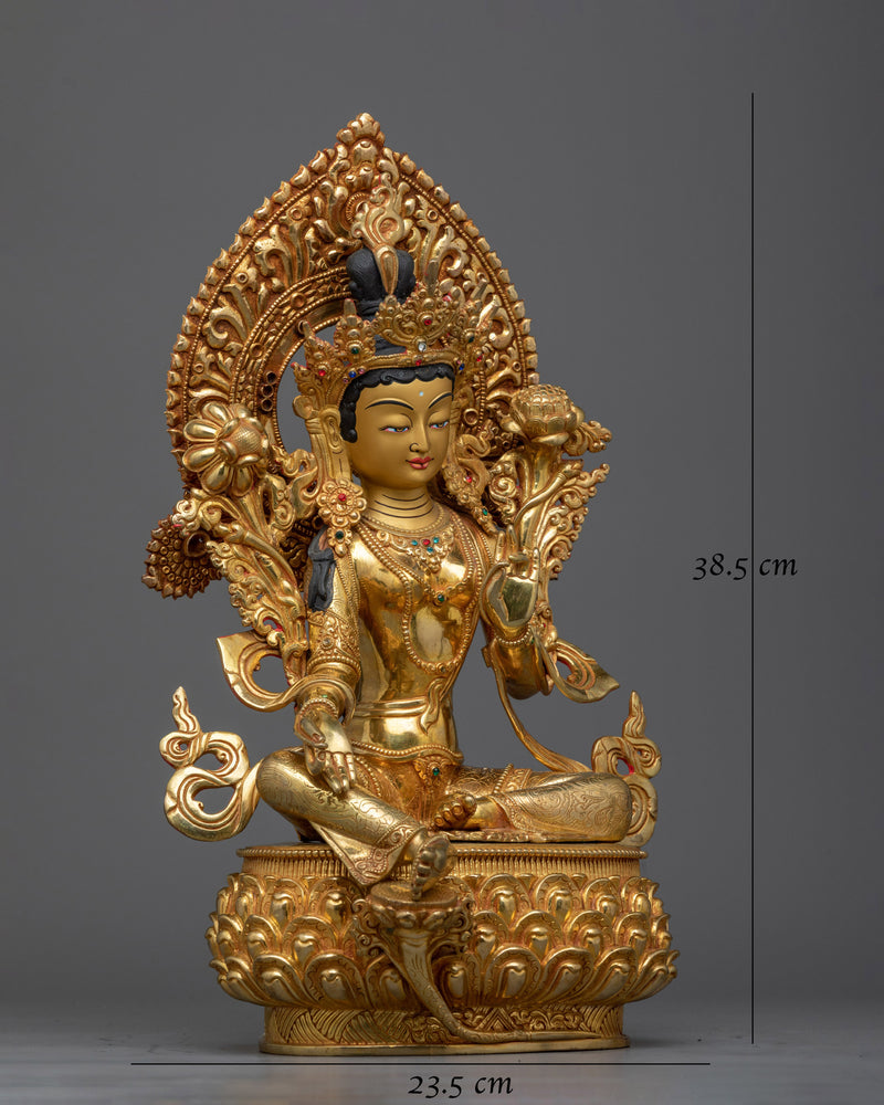 Shri Green Tara Statue | 24K Gold-Gilded Symbol of Active Compassion