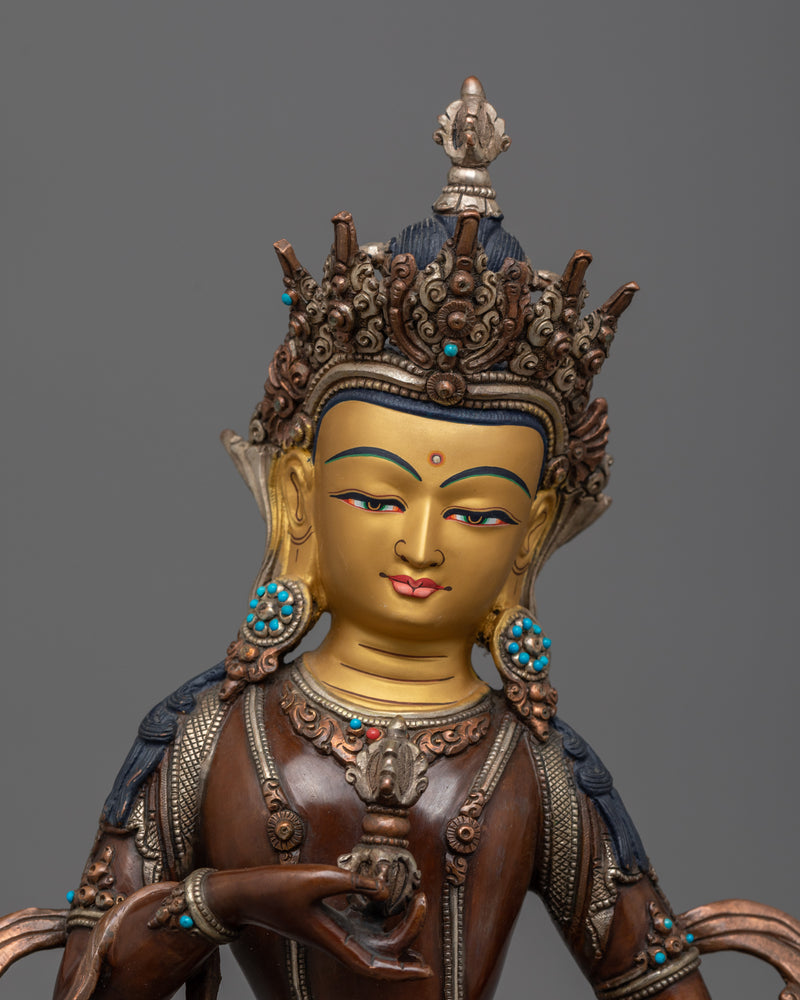 Oxidized Copper Buddhist Statue