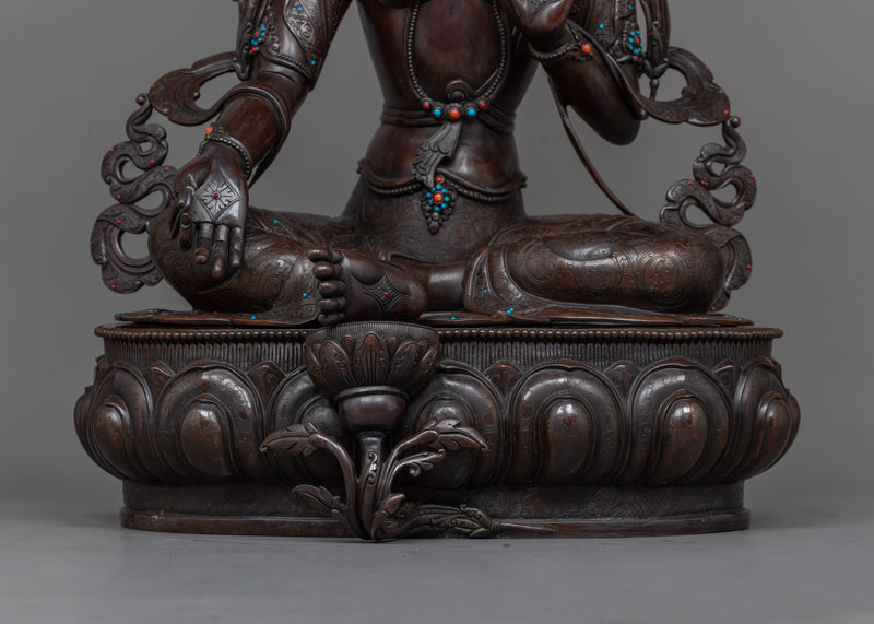 Oxidized Copper Tibetan Art of Green Tara |  Spiritual Buddhist Art