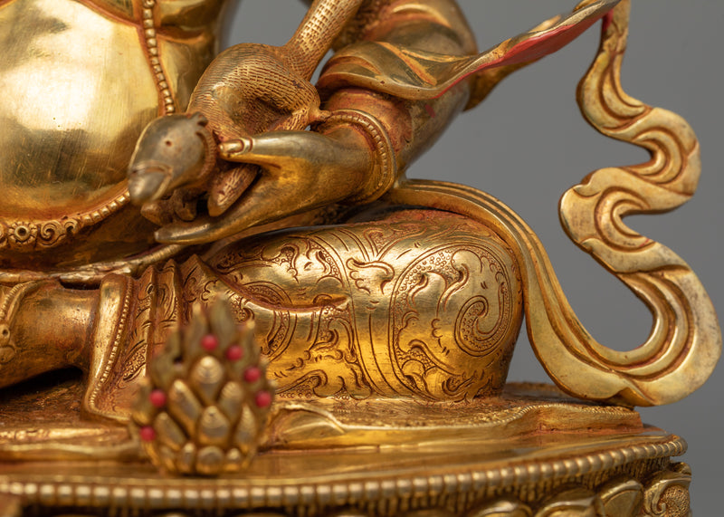 Gold-Gilded Dzambhala Jewels Deity Statue | Beacon of Prosperity