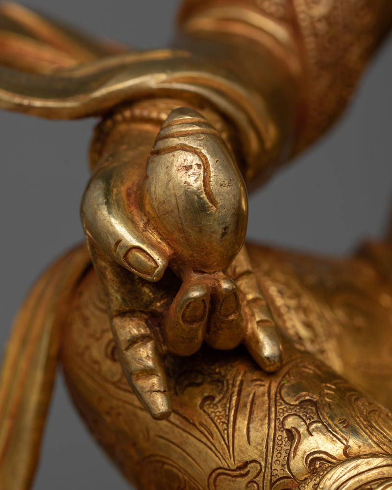 Gold-Gilded Dzambhala Jewels Deity Statue | Beacon of Prosperity