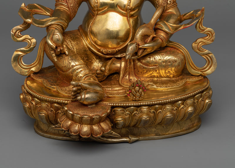 Gold-Gilded Dzambhala Jewels Deity Statue | Beacon of Prosperity