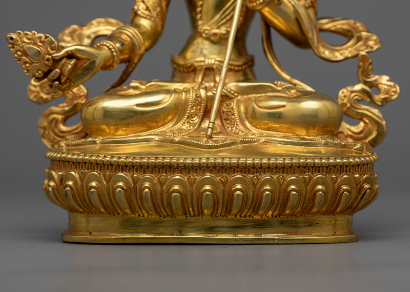 Artisanal Crafted Statue of The Protective Deity Dukar | 24K Gold Gilded Sitatapatra for Decor