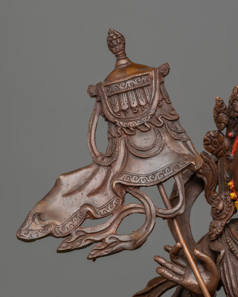 Oxidized Copper Namtoshe Figurine | Flawlessly Handcarved Deity of Wealth