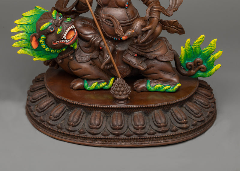 Oxidized Copper Namtoshe Figurine | Flawlessly Handcarved Deity of Wealth