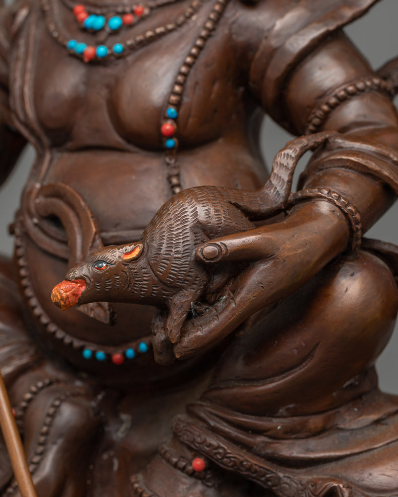 Oxidized Copper Namtoshe Figurine | Flawlessly Handcarved Deity of Wealth