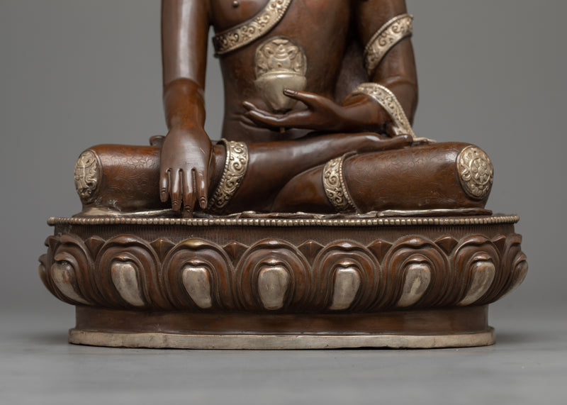 Shakyamuni Buddha 35cm Figure | Silver-Plated Icon of Enlightenment